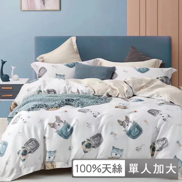 【貝兒居家寢飾生活館】100%天絲三件式全鋪棉兩用被床包組 冬3-1(單人加大/多款任選) 涼被/冷氣毯