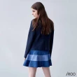 【iROO】雙色拼接牛仔短裙
