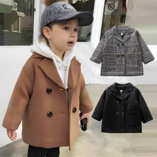 【Baby 童衣】兒童秋冬大衣外套 男童格紋外套 兒童長版西裝外套 89061(共３色)