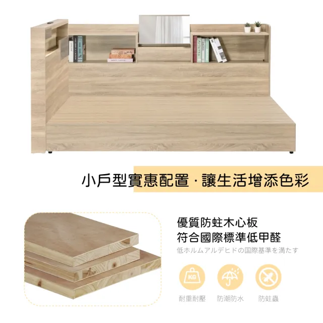 【IHouse】日系夢幻100 房間4件組-雙人5尺(床片+強化底+收納床邊櫃+床頭櫃)