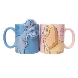 【小禮堂】Disney 迪士尼 小姐與流氓 陶瓷對杯組 300ml - 對看款(平輸品)