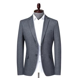 【米蘭精品】現貨+預購 西裝外套休閒西服(針織條紋修身彈力男外套2色74hg42)
