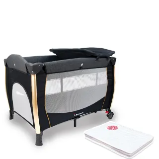 【i-smart】雙層折疊嬰兒床+杜邦床墊兩件組(附收納袋和尿布台)