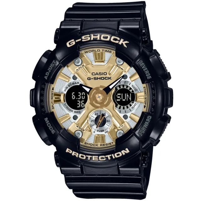【CASIO 卡西歐】G-SHOCK WOMEN 閃耀時尚雙顯腕錶 禮物推薦 畢業禮物(GMA-S120GB-1A)