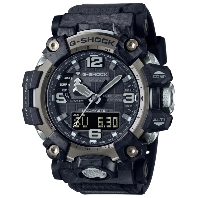 CASIO 卡西歐 G-SHOCK 碳纖維泥人太陽能雙顯腕錶 交換禮物 聖誕節(GWG-2000-1A1)