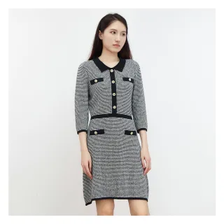 【JESSICA】出清品 法式優雅精緻修身翻領針織洋裝J30430（黑）