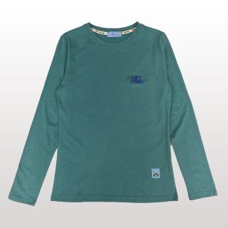 【YAKPAK】臺灣製磨毛柔膚棉BYABY圓領長袖女上衣-綠色(M-4XL 中大尺碼 棉花糖女孩)