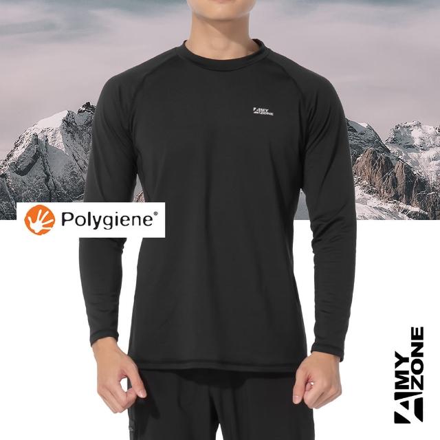 【A-MYZONE】抗菌除臭 男款 Polygiene 抗菌輕刷毛底層保暖衣(層刷毛保暖/抗菌除臭)