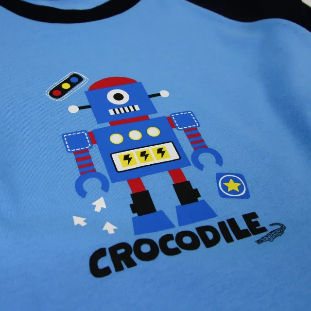 【Crocodile Junior 小鱷魚童裝】『小鱷魚童裝』機器人印圖撞色上衣(U64498-51 小童款)