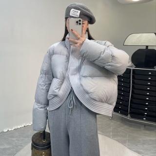 【米蘭精品】現貨+預購 真羽絨90%白鴨絨羽絨衣羽絨外套(保暖圓弧設計款寬鬆女夾克3色74gz13)