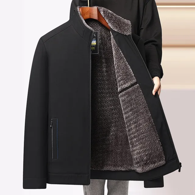 【米蘭精品】加絨外套休閒夾克(加厚防寒免燙立領男外套2色74hi12)