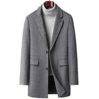 【米蘭精品】現貨+預購 羊毛大衣毛呢外套(保暖中長款羽絨內膽百搭男外套2色74hi13)