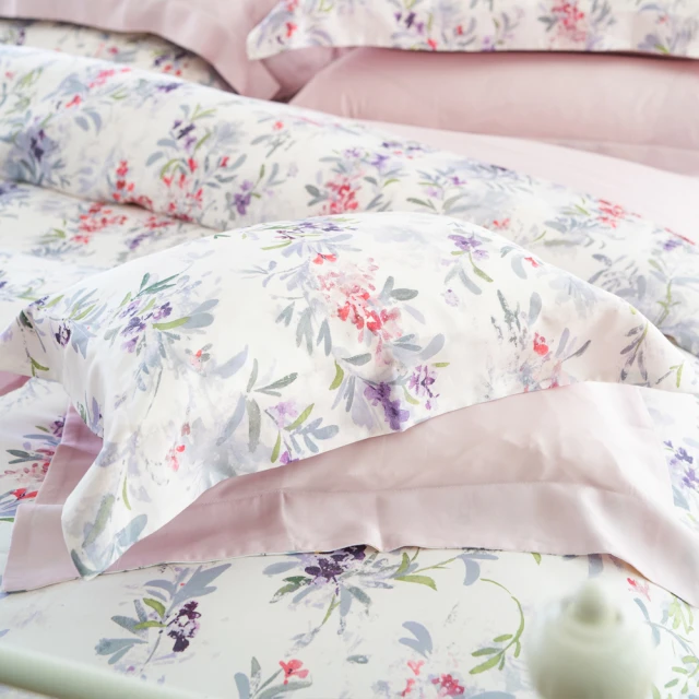 織眠家族 40支刺繡萊賽爾四件式兩用被床包組 典藏緹花-紫(