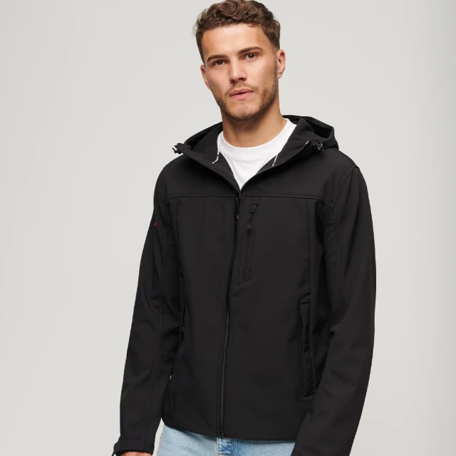 Superdry 男裝 長袖外套 保暖 Hooded Soft Shell(黑)