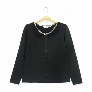 【Kinloch Anderson】圓領蕾絲領長袖上衣 金安德森女裝(KA0963014 米黃/黑)