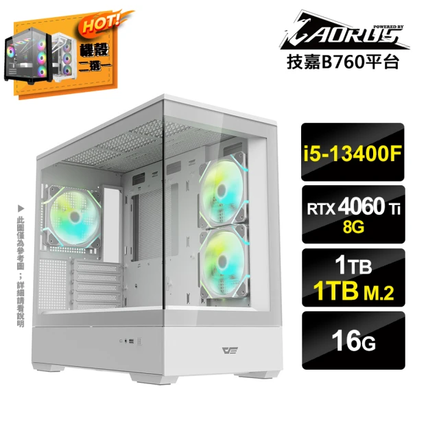 技嘉平台 i5十核GeForce RTX4060Ti{Ai繪圖機-7}電玩機(i5-13400F/B760/16G/1TB/1TB_M.2)