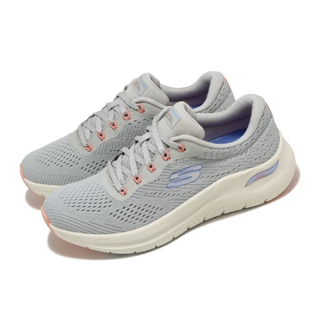 SKECHERS 休閒鞋 Arch Fit 2 Big League 女鞋 灰 白 輕量 緩衝 厚底 足弓支撐 運動鞋(150051-LGMT)