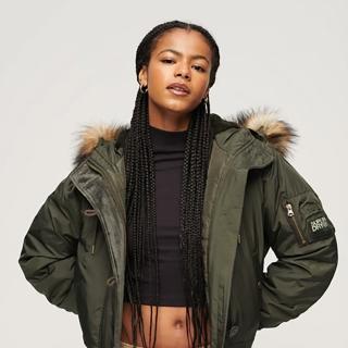 【Superdry】女裝 保暖外套 Military Hooded MA1 Bomber(卡其綠)