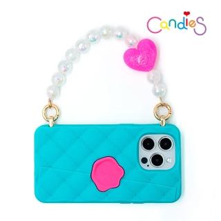 【Candies】iPhone 15 Pro 適用6.1吋 愛心小香風晚宴包手機殼(湖水藍)