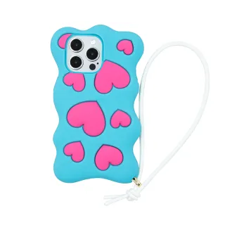 【Candies】iPhone 15 Pro Max 適用6.7吋 Happy & Free愛心手機殼(藍)