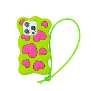 【Candies】iPhone 15 Pro 適用6.1吋 Happy & Free愛心手機殼(綠)