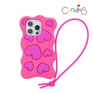 【Candies】iPhone 15 Pro 適用6.1吋 Happy & Free愛心手機殼(桃粉)