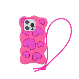 【Candies】iPhone 15 Pro 適用6.1吋 Happy & Free愛心手機殼(桃粉)