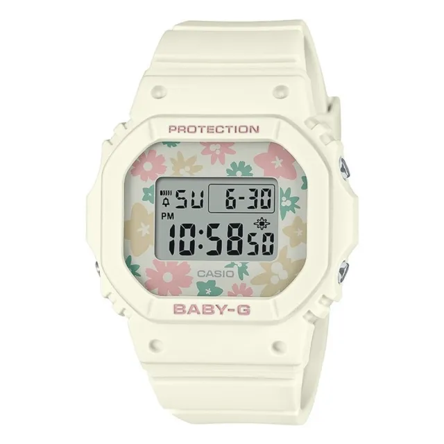 【CASIO 卡西歐】BABY-G 輕巧纖薄 甜美花田 白 經典系列(BGD-565RP-7)