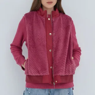 【ILEY 伊蕾】山形短毛小立領拉鍊背心(桃色；M-2L；1234533613)