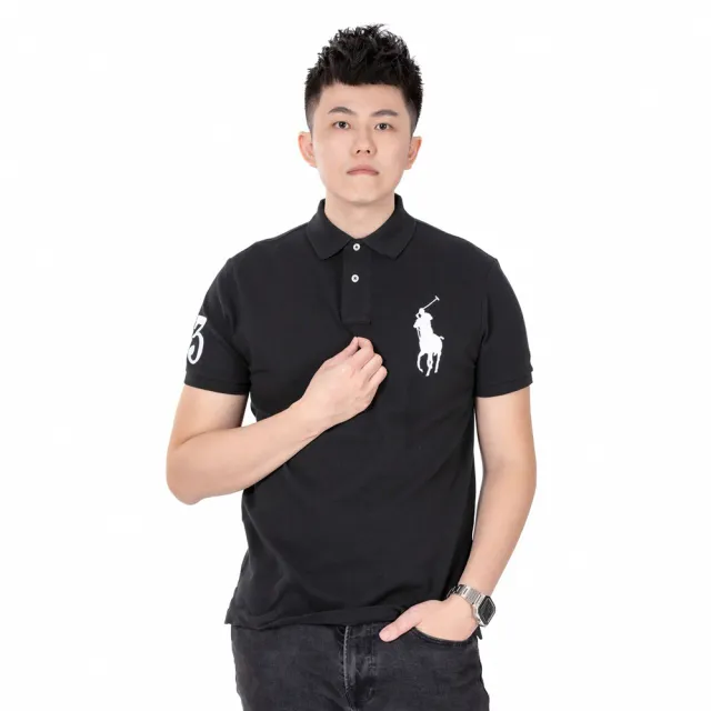 【RALPH LAUREN】RL POLO 經典刺繡大馬短袖POLO衫 上衣-黑色(百搭爆款/精選舒適/平輸品)