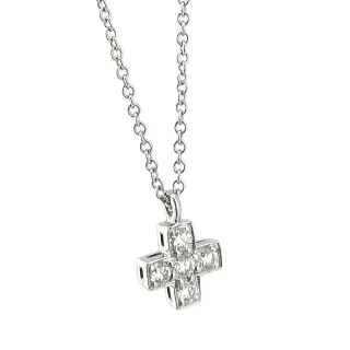 【Tiffany&Co. 蒂芙尼】PT950鉑金-鑲五顆鑽迷你十字架墜飾項鍊(展示品)