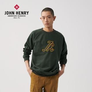 【JOHN HENRY】幾何印花大學T-綠