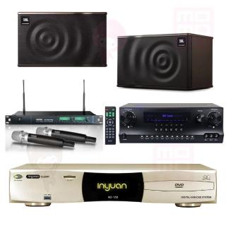 【音圓】N2-150+DW-1+ACT-869+JBL MK08(點歌機4TB+擴大機+無線麥克風+迴授抑制器+喇叭)