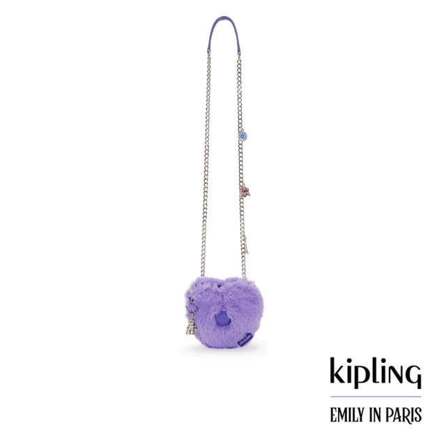 【KIPLING官方旗艦館】KIPLING x EMILY PARIS 毛絨丁香紫心型小包-JOZI