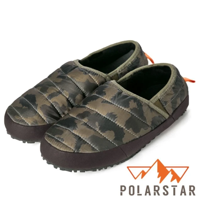 【PolarStar 桃源戶外】中性款營地鞋『咖啡迷彩』P23603(戶外 露營 休閒 保暖 禦寒 中性 營地鞋)