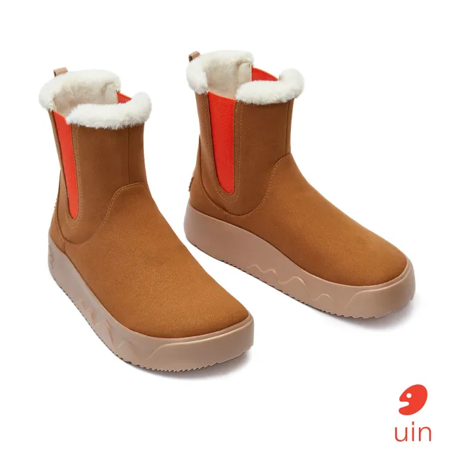 【uin】西班牙原創設計 女鞋 短靴 果糖棕素色休閒鞋W1790976(彩繪)