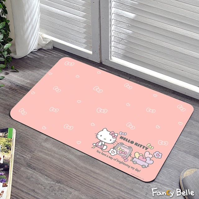 小禮堂 Sanrio 三麗鷗 橢圓刮泥絲圈地墊 Kitty 