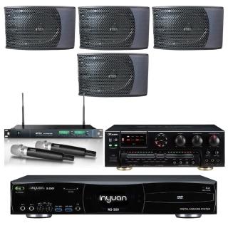 【音圓】N2-350+AK-7+ACT-869+KS-9980PRO(點歌機4TB+擴大機+無線麥克風+迴授抑制器+兩對喇叭)