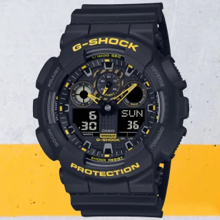 【CASIO 卡西歐】G-SHOCK 黑黃時尚雙顯腕錶 禮物推薦 畢業禮物(GA-100CY-1A)