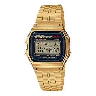 【CASIO 卡西歐】A159WGEA-1DF 經典工業風復古方型多功能電子黑金電子手錶