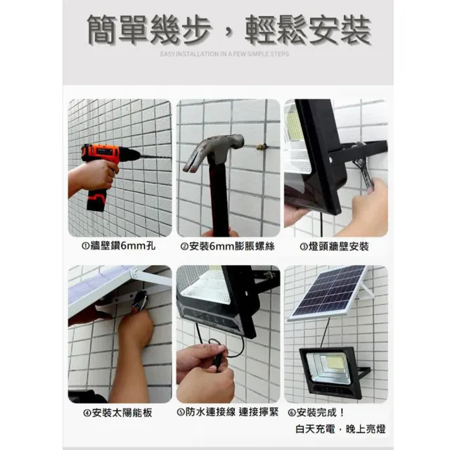 【禾統】500W LED智能光控太陽能感應黃光燈(遙控定時 太陽能分體式壁燈 太陽能路燈 LED戶外照明燈)