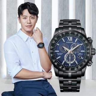 【CITIZEN 星辰】韋禮安廣告款 光動能全球電波三眼計時手錶 母親節 送禮 禮物(CB5885-85L)