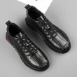 【Adonis】真皮運動鞋 牛皮運動鞋/真皮頭層牛皮潮流舒適休閒運動鞋-男鞋(黑)