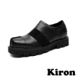 【Kiron】方頭休閒鞋/復古軟皮異材質拼接方頭舒適休閒鞋-男鞋(黑)