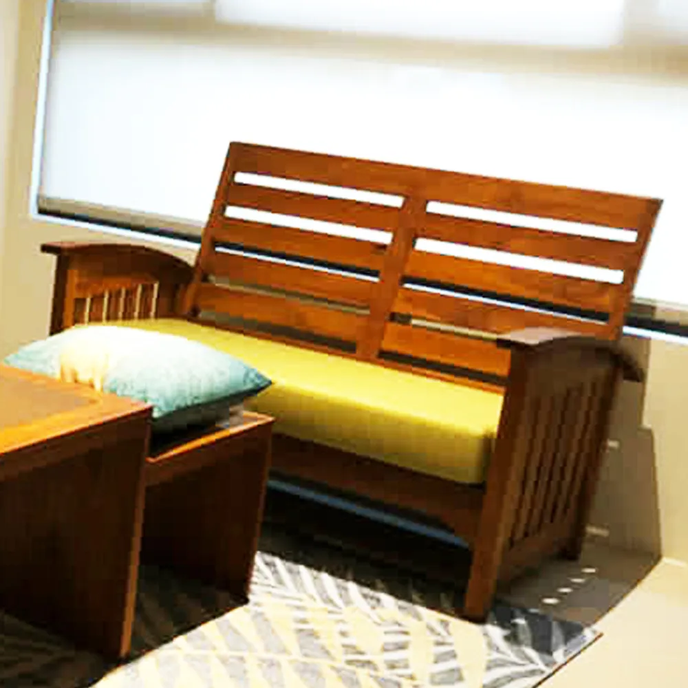 【吉迪市柚木家具】柚木造型曲線雙人沙發椅 UNCG-05B(不含墊 雙人椅 木沙發 客廳 椅子)