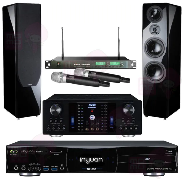 【音圓】S-2001 N2-350+AK-8800 PRO+ACT-869+KTF P-889(點歌機4TB+擴大機+無線麥克風+喇叭)