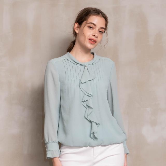 【perng yuh 芃諭名品】輕然自若 墜領飾 楊柳雪紡上衣(2023 AW Collection｜2C秋冬系列)
