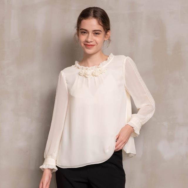 【perng yuh 芃諭名品】漫朵悠然 手作繞花 雪紡上衣(2023 AW Collection｜2C秋冬系列)