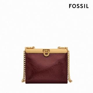 【FOSSIL 官方旗艦館】Penrose 真皮鏈帶短夾-紅木色漆皮 SL10028631