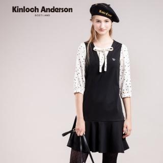 【Kinloch Anderson】可愛v領假兩件五分袖洋裝連身裙 金安德森女裝(KA0867010 黑/白)